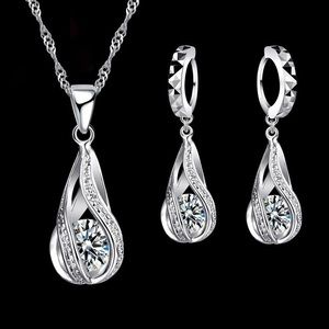 Sterling Silver Water Drop Austrian Crystals Set